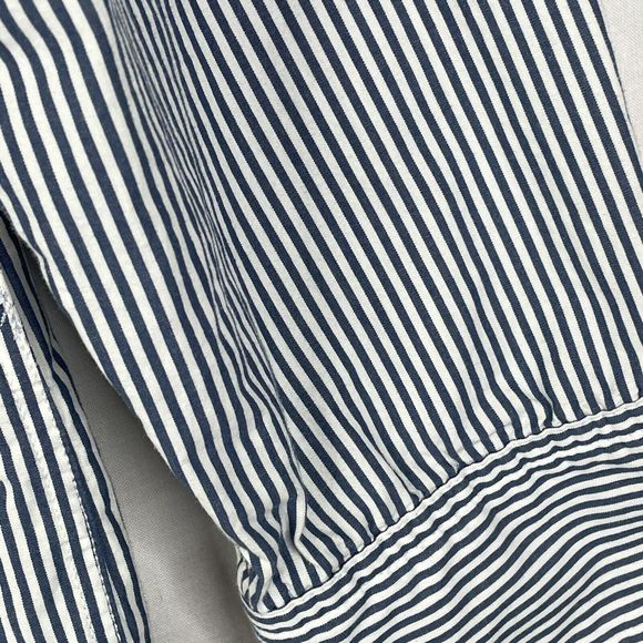 American Eagle Shirt Mens Sz L Palm Tree Button Up Blue Stripe Long Sleeve - Picture 10 of 14